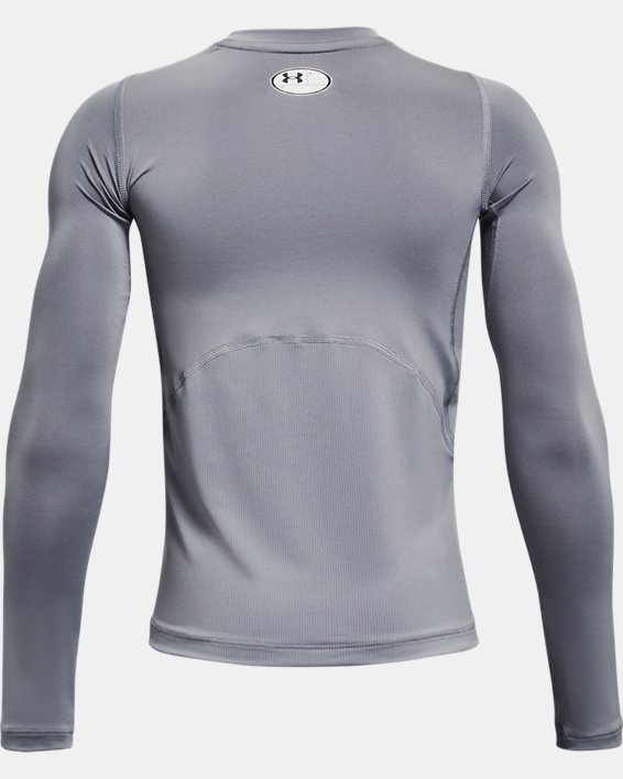 Boys' HeatGear® Armour Long Sleeve, Gray, pdpMainDesktop image number 1
